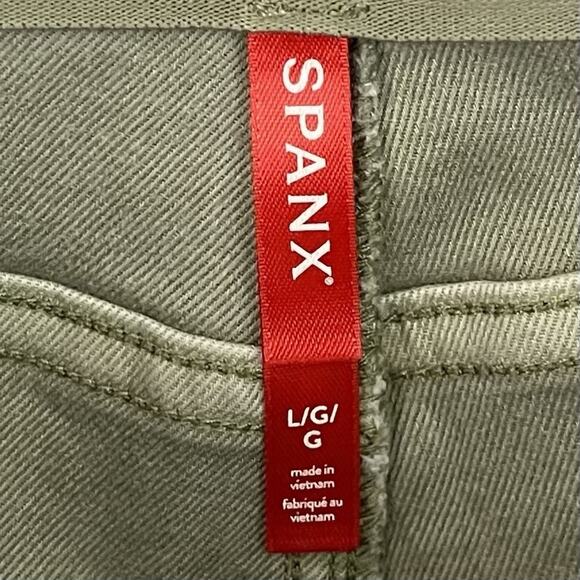 Spanx Patch Pocket Twill Straight Pull-On Seamed Pants Olive Oil Size L Large - Picture 2 of 12